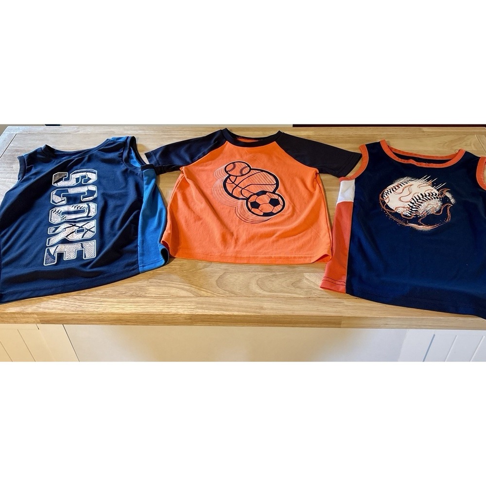 Lot Of 3 Boys Sports Tops Boys Sz 5 Jumping Beans Dri Fit Material